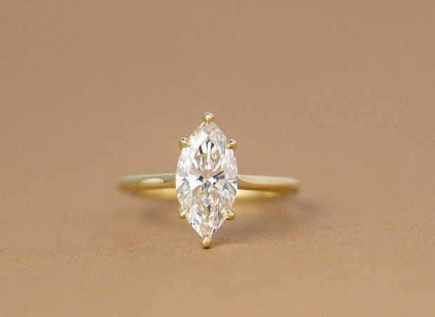Marquis Set Diamond Engagement Ring | 18K Yellow Gold