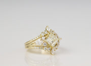 Vintage Custom Princess Cut Engagement Ring | 14K Yellow Gold