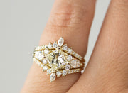 Vintage Custom Princess Cut Engagement Ring | 14K Yellow Gold