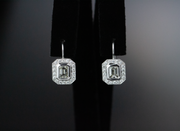 Emerald Cut Diamond Drop Earrings | 18K White Gold