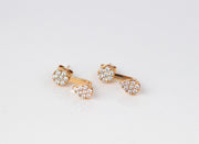 Circle and Tear Drop Shaped Pave Diamond Drop Earrings | 18K Rose Gold