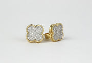 Diamond 4 Leaf Clover Earrings | 18K Yellow Gold