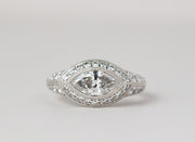Marquis Cut Diamond Ring with Diamond Halo Engagement Ring | Platinum