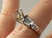 Channel Set Baguette and Round Diamond Ring Setting | 6 Prong Platinum