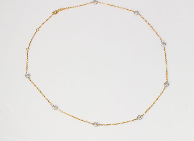 Two Tone Pave Diamond Necklace | 18K White and Yellow Gold