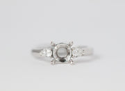 Three Stone Diamond Engagement Ring Setting | Pear Shape Diamonds 18K White Gold