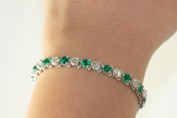 Emerald and Diamond Bracelet with Marquis Clasp