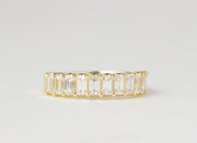 Emerald Cut Diamond Wedding Band | Custom U Set 14K Yellow Gold