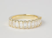 Emerald Cut Diamond Wedding Band | Custom U Set 14K Yellow Gold