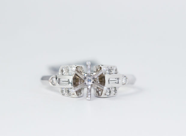 Vintage Art Deco Style Diamond Ring Setting | Platinum
