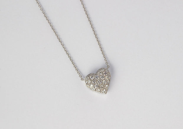Medium Puffed Diamond Heart Pendant
