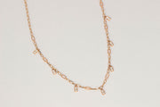 Open Link Diamond Gold Bar Necklace | 18K Rose Gold