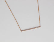 Pave Diamond Bar Necklace | 18k Rose Gold