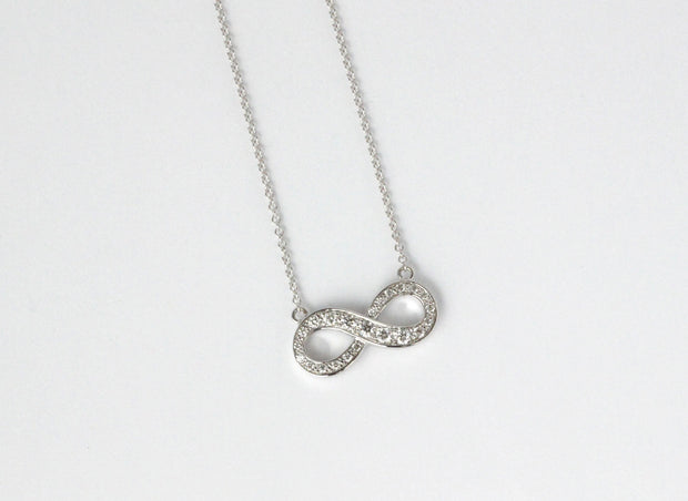 Infinity Diamond Pendant Necklace | 18K White Gold