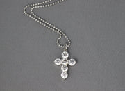 Minimal Large Diamond Cross Pendant | Platinum