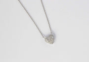 Small Puffed Diamond Heart Pendant | 18k White Gold