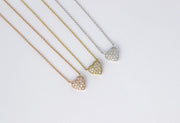 Small Puffed Diamond Heart Pendant | 18k Yellow Gold