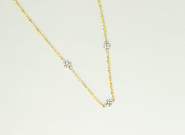 3 Diamond Motif Necklace | 18K Two Tone Gold