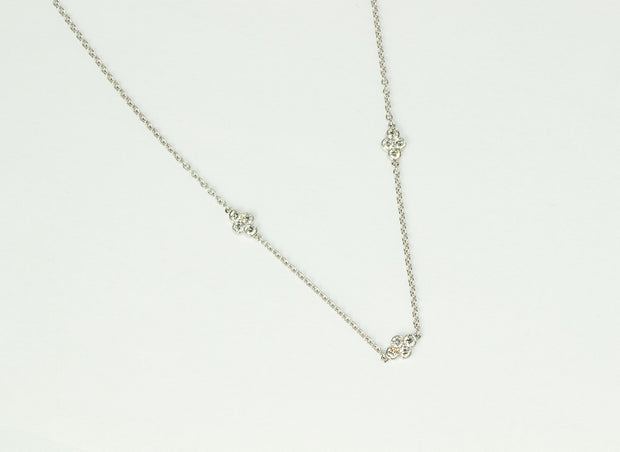 3 Diamond Motif Necklace | 18K White Gold