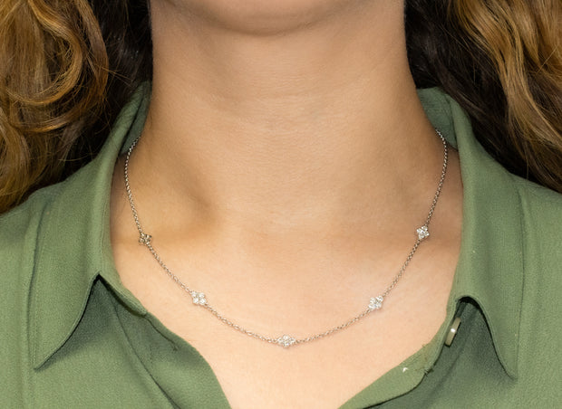5 Diamond Motif Necklace | 18K White Gold