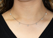 Diamond Dangling Necklace | 18K White Gold