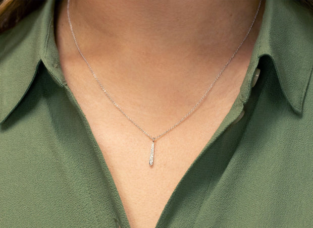 Diamond Tie Pendant Necklace | Small 18K White Gold