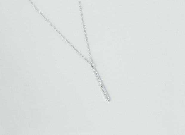 Diamond Tie Pendant Necklace| Large 18K White Gold