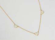 Three Diamond Hearts Necklace | 18K Yellow Gold