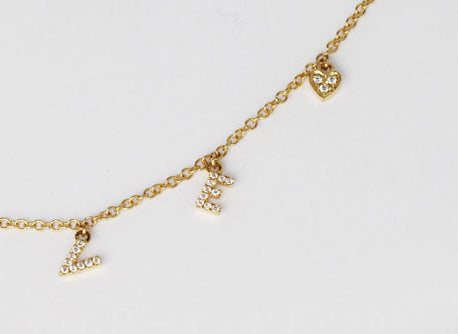 Love Diamond Letter Necklace | 18K Yellow Gold