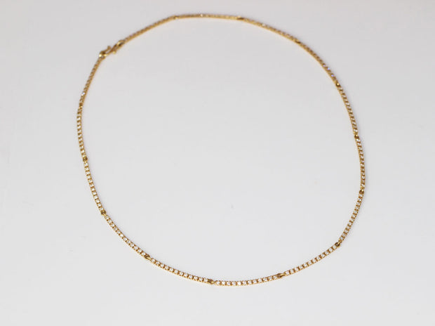 Diamond Bar Link Necklace | 18K Yellow Gold