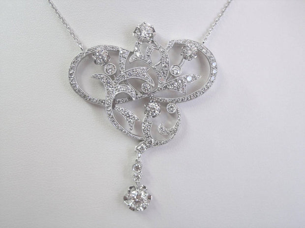 Diamond Ornate Pendant Necklace | Platinum