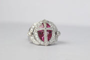 Pink Topaz and Diamond Cross Ring