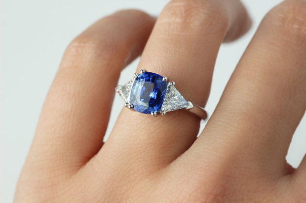 Sapphire trillion diamond ring Clearance