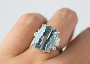 Radiant Aquamarine and Diamond Ring