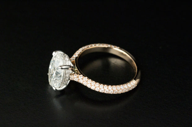 Oval Hidden Halo Engagement Ring | Pave Diamonds Rose Gold