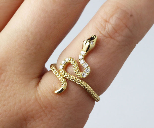 Snake Diamond Ring | 18K Yellow Gold