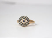 Evil Eye Diamond and Sapphire Ring | 18K Rose Gold