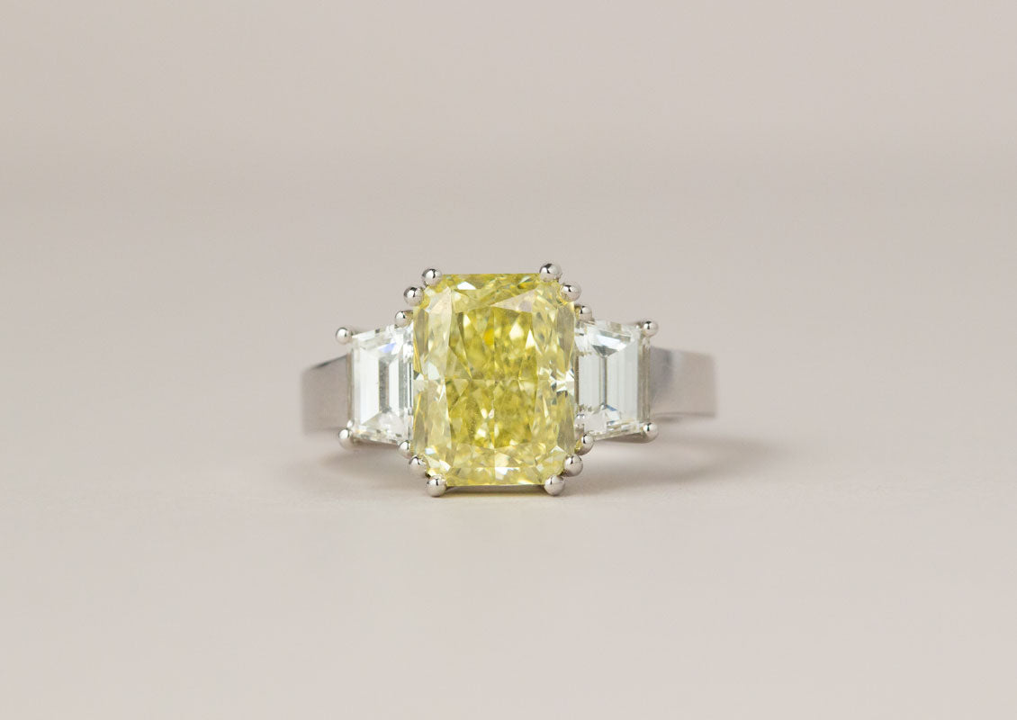 3 Carat Radiant Cut Fancy Intense Yellow Diamond Engagement Ring –  Robinson's Jewelers