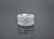 Pave Round and Square Cut Diamond Wedding Band | 18K White Gold