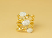Twisted Gold and Pave Diamond Ring | 18K Two Tone Gold